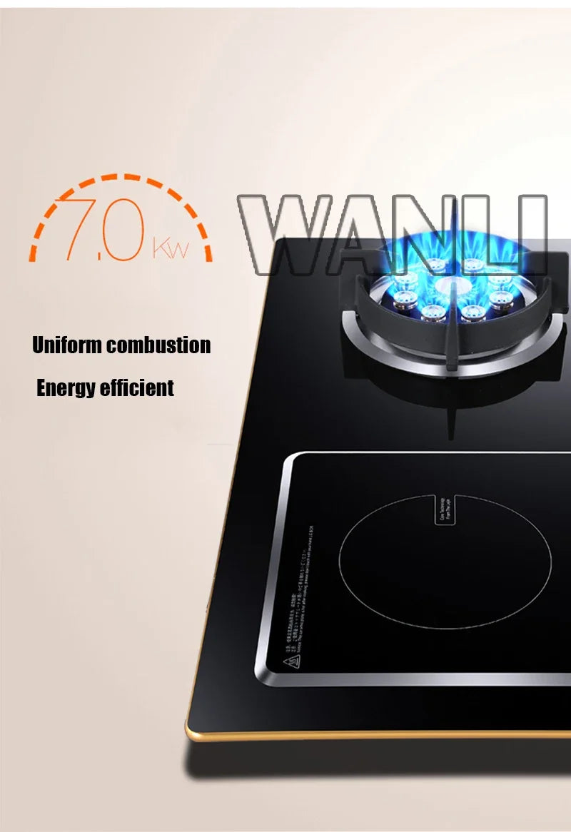 7.0KW Household Single-Burner Gas Stove/Single Induction Cooker/Electric Dual Purpose Stove/Toughened Glass Panel.