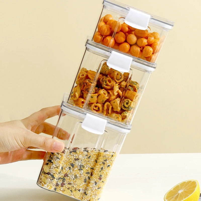 Large Capacity Waterproof Transparent Sealed Jar Multi-size Scene Kitchen Candy Dried Grain Storage With Lid Fridge Storage Tank.