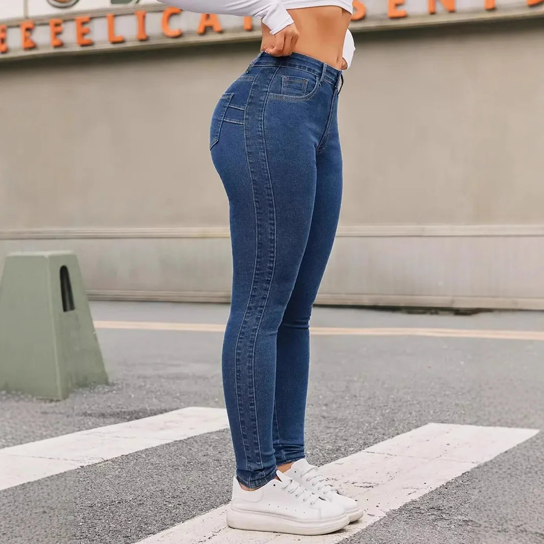 European and American tight elastic leggings jeans for women.