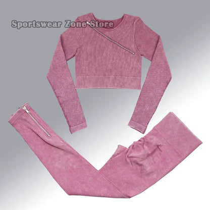 Yoga Suit High Waist Leggings Running Training Tights Sports Outfits Long Sleeve Crop Top Bra Seamless Fitenss Set Fitness Wear