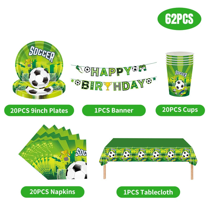 Fußball Geburtstag Dekoration Party Supplies Geschirr Luftballons Set Süßigkeiten Geschenkboxen Fußball Geburtstagsgeschenke Kinder Geburtstagsgeschenke