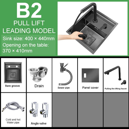 Versteckte Waschbecken aus Edelstahl, Küchenspüle, Bar, kleiner Einzelschlitz mit Deckel, Waschbecken, Balkon, Garten, Wohnmobil