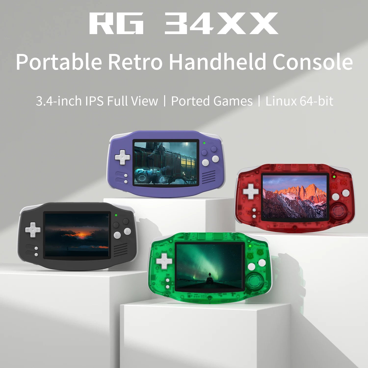 ANBERNIC RG34XX 64Bit Retro Handheld Game Player 3.4-inch IPS Screen HD-Out Portable Game Console 3500mAh streaming With APP.
