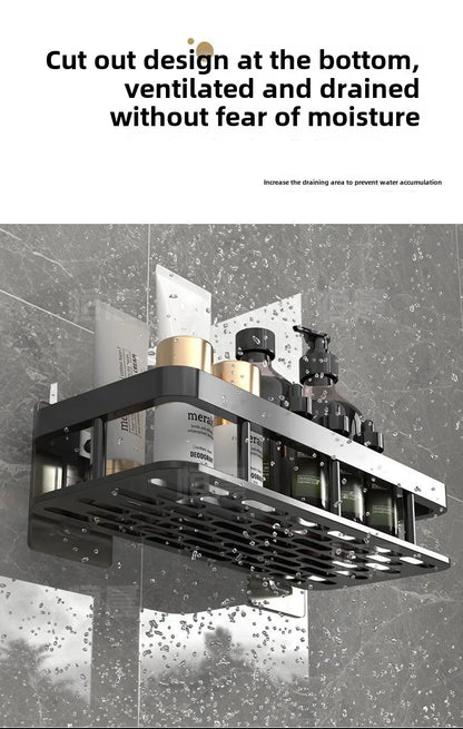 Badezimmerregale, schwarz, rostfrei, Wandmontage, nicht stanzbar, Aufbewahrungsregal, WC, Bad, Waschbecken, Wand-Badezimmerregale