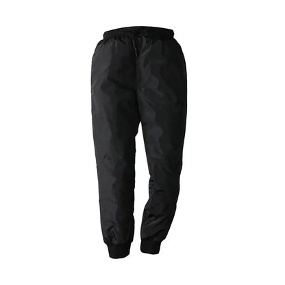 Winter Men Padded Down Pants Thick Elastic Waist Windproof Warm Plus Size Waterproof Mid-aged Men Father Outdoor Pants.