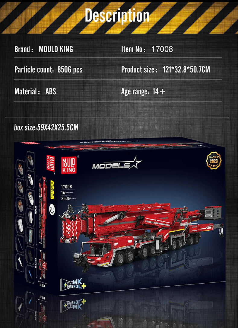 Mould King 17007 17008 Technical Truck Building Block Remote Control Liebherred LTM 11200 Crane Model Kids Christmas Car Toys