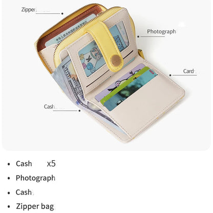 Japanese Cute Cat Girls Wallet Short Student ID Bank Card Holder Money Bag Zipper Wallets For Women Key Storage Purse Coin Purse.