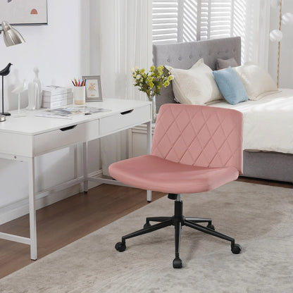 WOLTU Ergonomischer Bürostuhl aus Samt, drehbarer Rollenstuhl, Rückenlehne, gekreuzte Beine, neigbarer, höhenverstellbarer Schminkstuhl