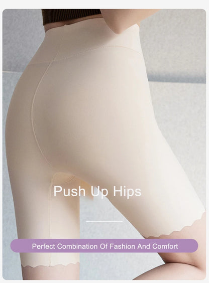 Women's plus Size White under Skirt Shorts Summer Seamless Protective Spandex Safety Hip-up Skirt Underpants Large Size.