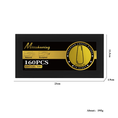 16 Sizes Curved Arch Soft Gel False Nail Tips Full Cover Press on Almond Capsules French Coffin Artificial Fake Nails Extension.