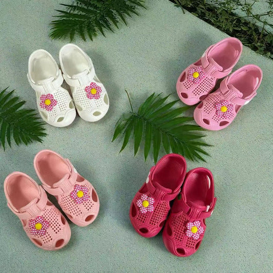 Girls' Floral Toddler Learning Shoes Lightweight Breathable EVA Hole-Patterned Sandals - Cute Versatile Beach & Daily Wear Baby.