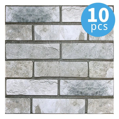 10/20 Pcs, 3D Faux Stone Peel and Stick Wall Panels, PVC Waterproof Wall Stickers ,Kitchen, Bathroom Wall Decoration, Backsplash