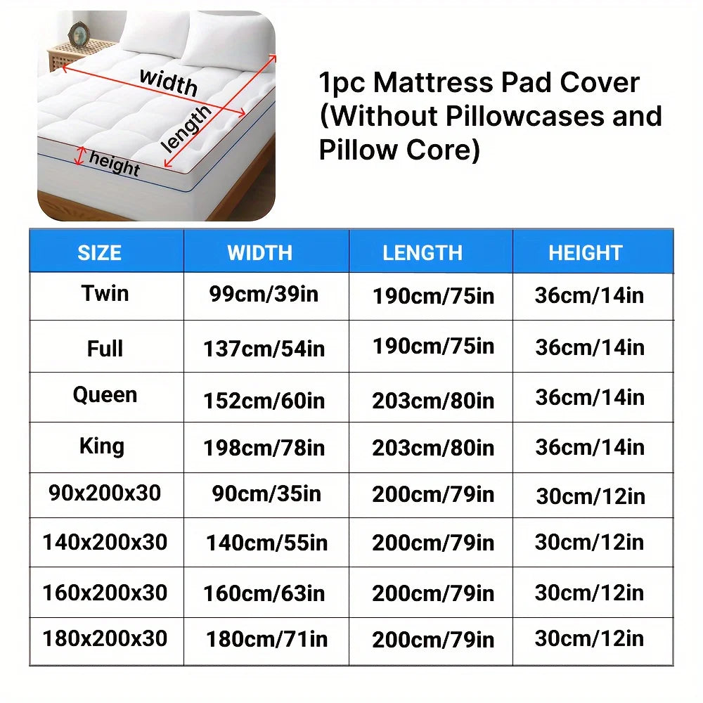 1pc Cooling Mattress Pad, Premium Zoned Quilted Fitted Mattress Topper, Breathable Fluffy Soft Mattress Cover, Machine.