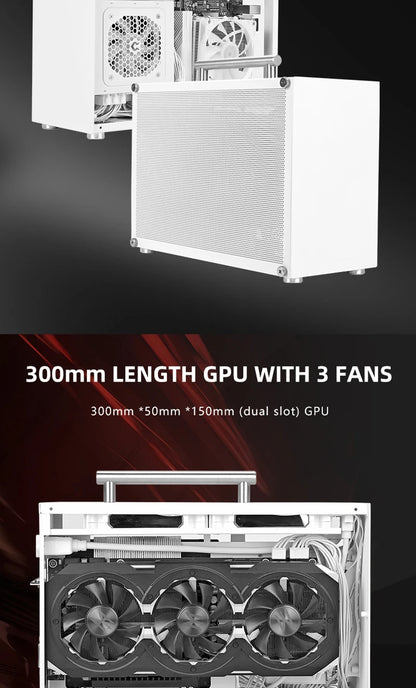 METALFISH T60 Mini ITX Black Case 9L With Acrylic Or Mesh Side Panel and Portable Handle Support SFX PSU/300mm GPU/2*120mm Fan.