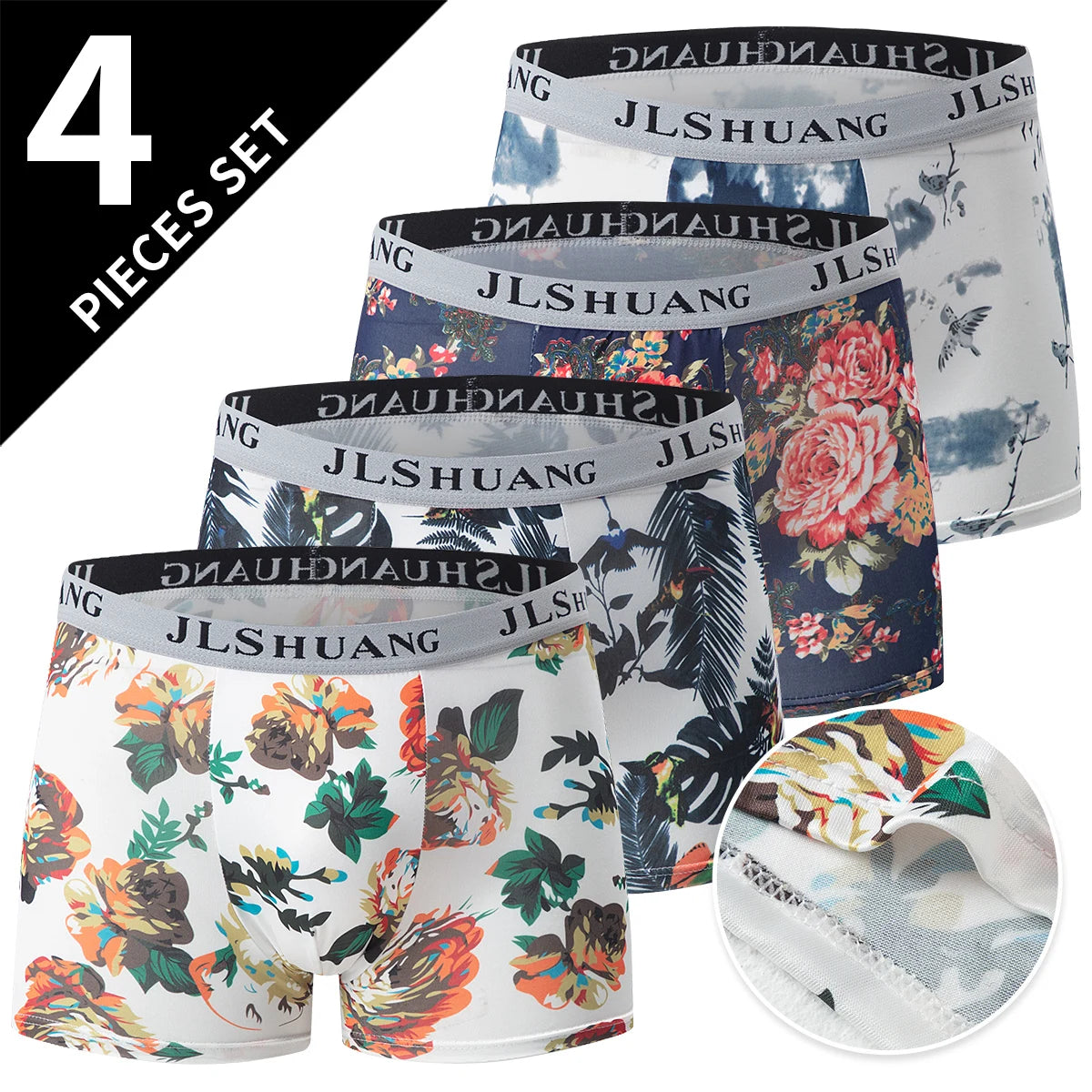 4/5 Stück Herrenmode Bedruckte Unterwäsche Bequeme Joker Boxer Plus Größe 5XL Jugendliche Mehrfarbige Mix Shorts Boxer mittleren Alters