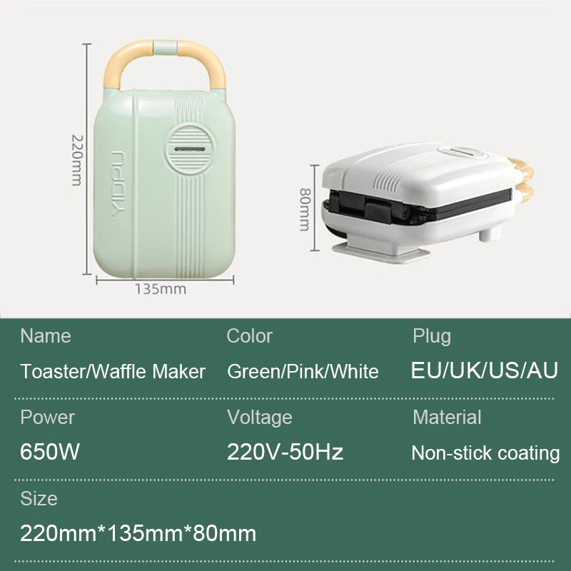 Mini Sandwich Machine Breakfast Maker Multi Cookers Toasters Electric Ovens Hot Plates Bread Pancake Waffle Donuts.