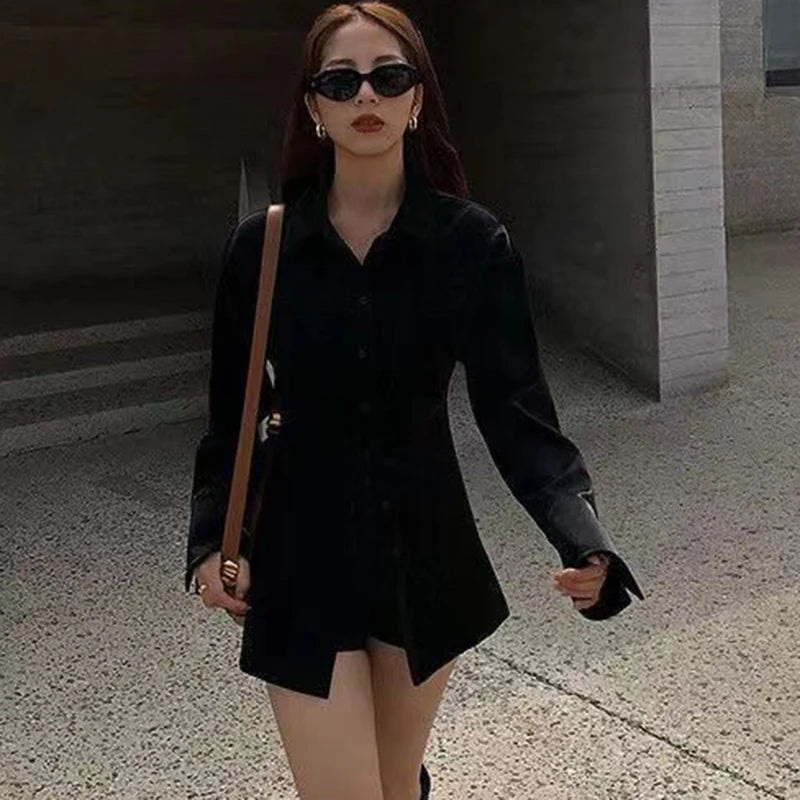 2025 Fashion Slimming Waist White Shirt Women Streetwear Long Sleeve Button Up Blouse Woman Office Turn Down Collar Shirts Top.