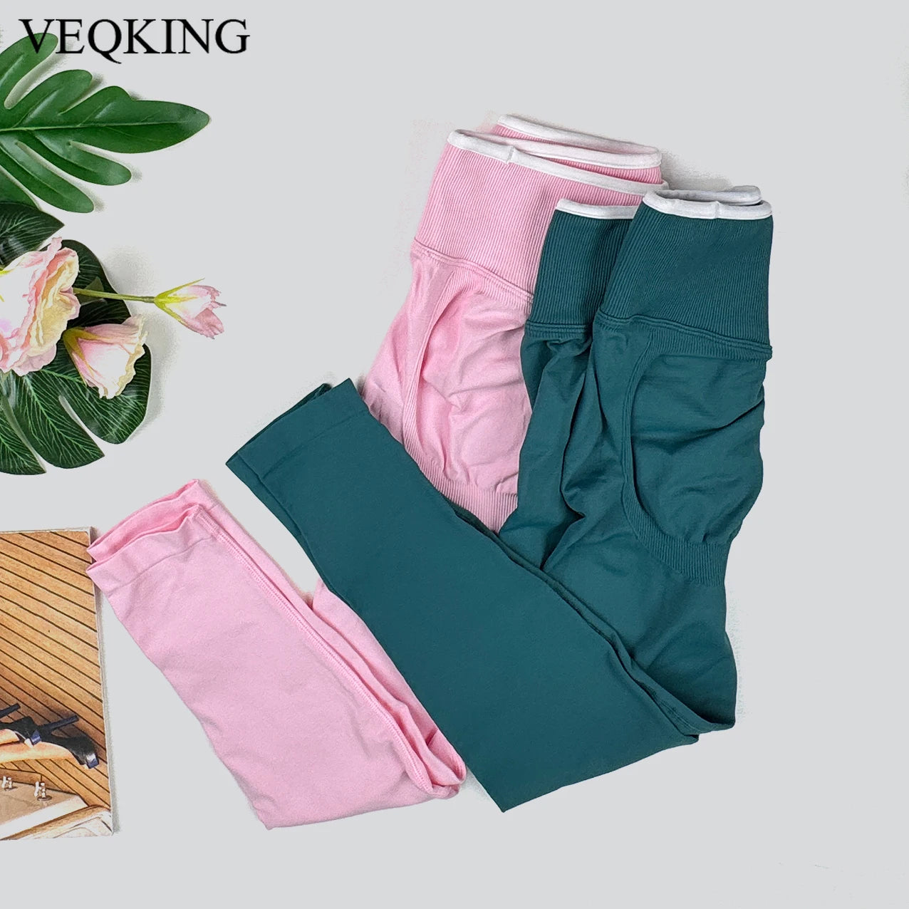 VEQKING Hip Lift Women Yoga Pants Seamless Ignite Sultpt Sports Leggings Scrunch Butt Gym Fitness Tights Elastic Workout Pants.