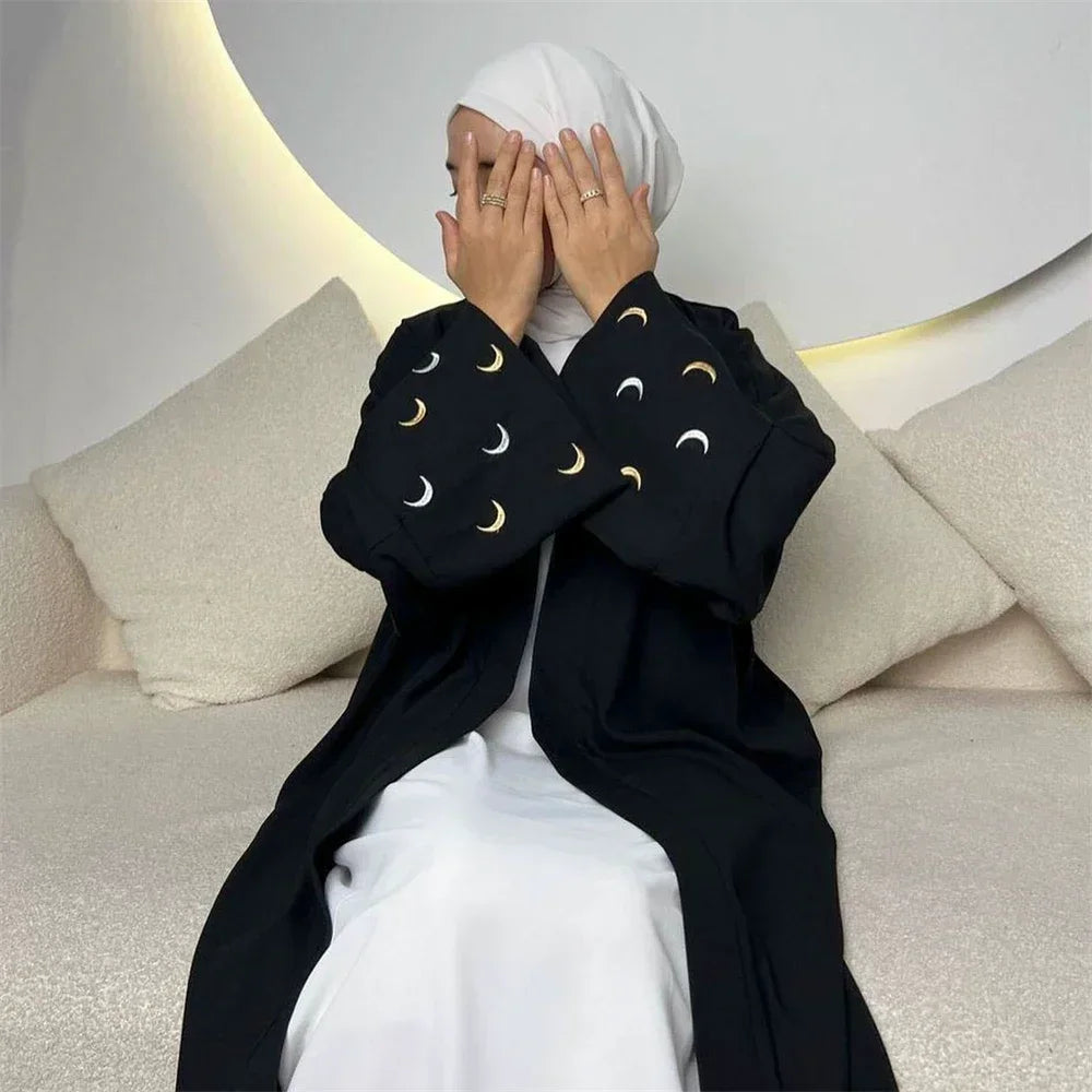 Women Dress Soft Nida Nursing Mother Abaya with Side Zip Front Islamic Clothing Puff Sleeves Breastfeeding Abaya Modest Dresses.