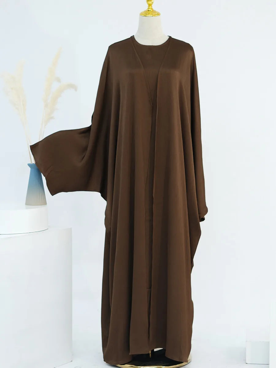Muslim Turkish Women Arabic Dubai Abaya Long Dress Modest Ramadan Robe Liner Dress Kaftan Two-Piece Set Femme Islam Clothing Set.