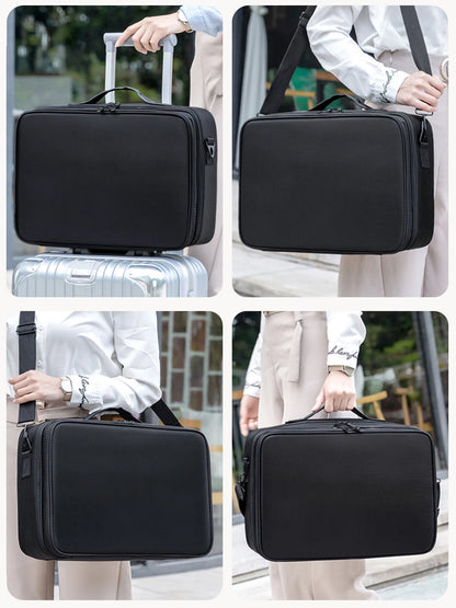 Three-layer Cosmetic Case Large Waterproof Oxford Cloth Manicure Makeup Toolbox,Travel Underwear Storage Box.