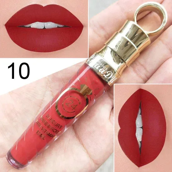20 Colors Lipstick Waterproof Long Lasting Matte+Shimmer Mental Beauty Lip Gloss Nude Glitter Lip Gloss Beauty Sexy Lip Tint.