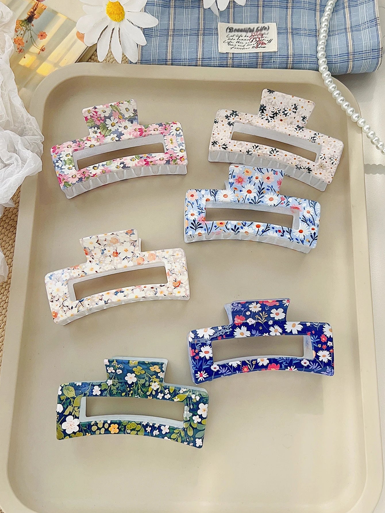 1/3/4/6 Pcs Medium Hair Claw Clips for Women Girls, Pink Strong Hold Matte Square Hair Clips for Thick Thin Hair