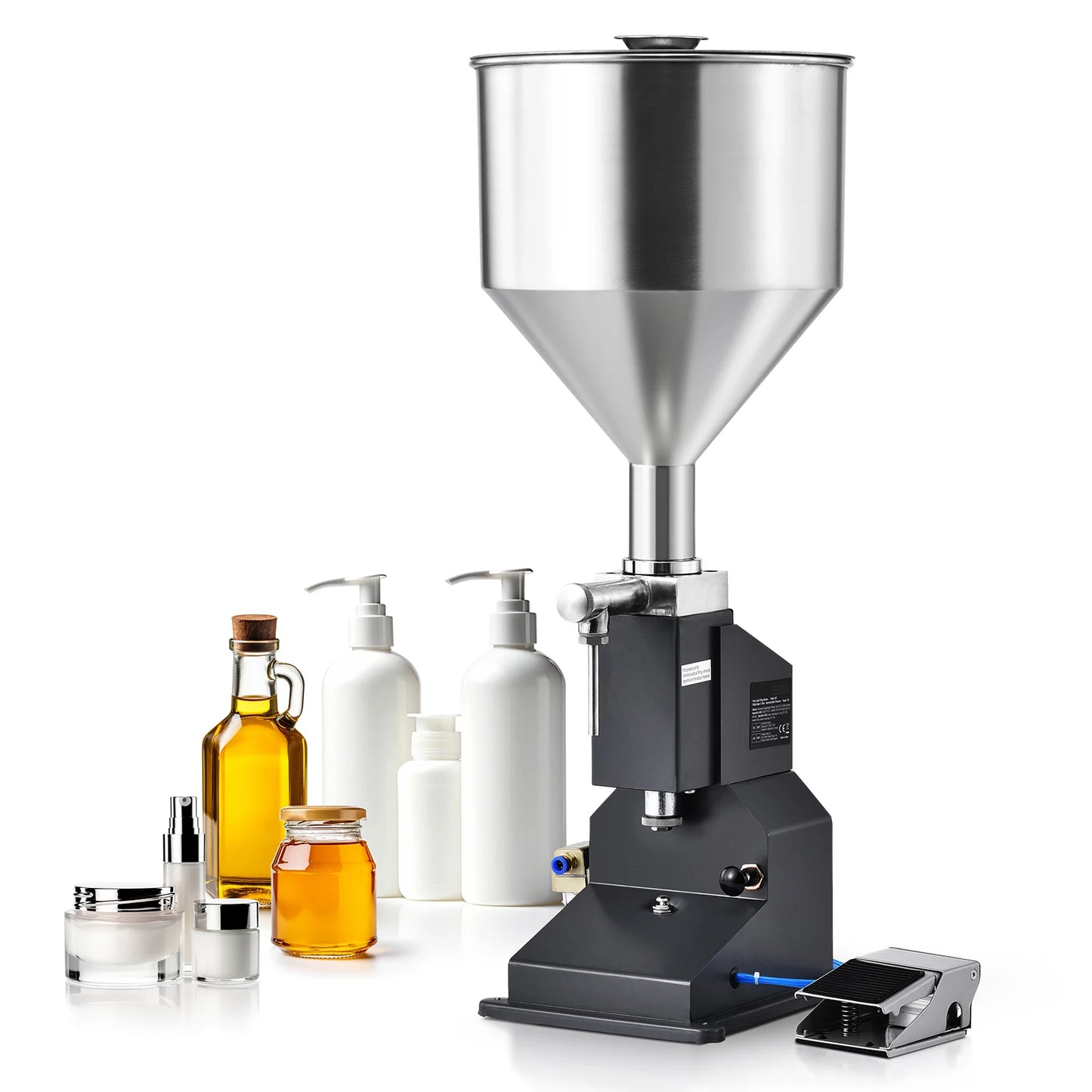 SucceBuy 5-50/100ml A02 Pneumatic/Manual Paste Liquid Filling Machine Bottle Liquid Filler Pedal for Water Juice Cosmetic Milk.