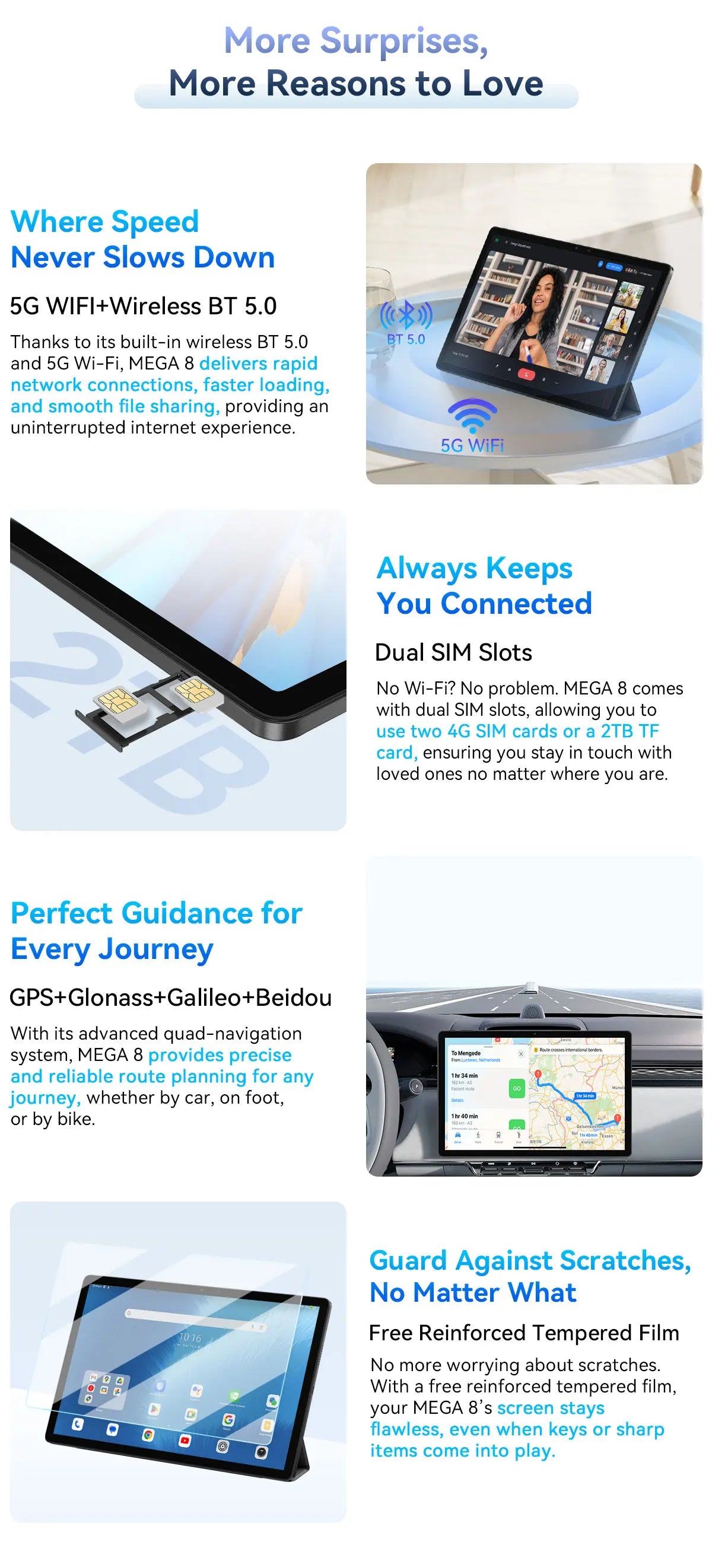 Blackview Mega 8 [No EU Charger] Tablet 11000mAh 13" FHD Display 36GB+512GB 50MP+13MP+0.08MP Android 15 90Hz 2K Dual SIM 4G 1080P