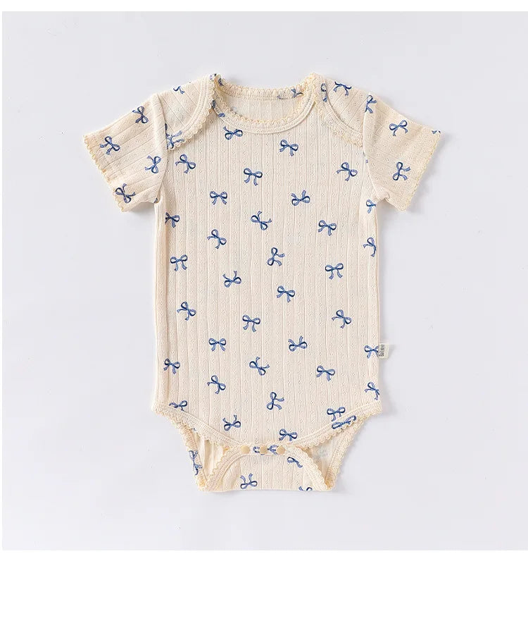 0-24M Baumwolle Baby Mädchen Strampler Herz Druck Nette Prinzessin Body Sommer Neugeborenen Kind Baby Kleidung Kurzarm outfit