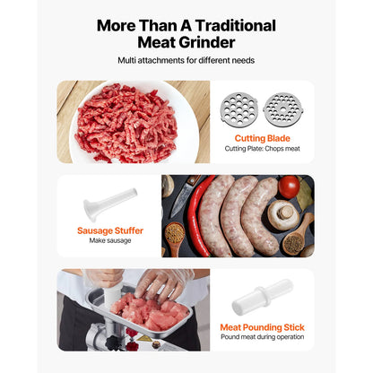 SucceBuy Meat Grinder 4.5 Lbs-9.2Lbs/Min Capacity Electric Meat Mincer w/ Blade Grinding Plate Sausage Maker for Kitchen Home.