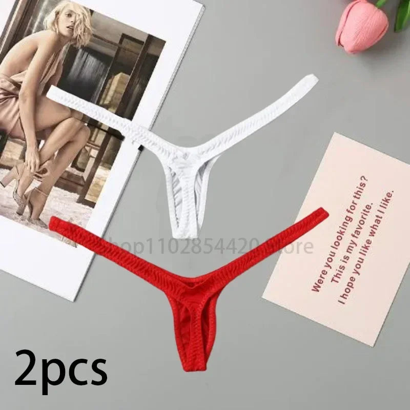 2/4pcs New Deep V Thong Women's Breathable  Line Sexy Hot Waist Mini Panties Bikini Bottom Thongs Female Panty Women Underwear.