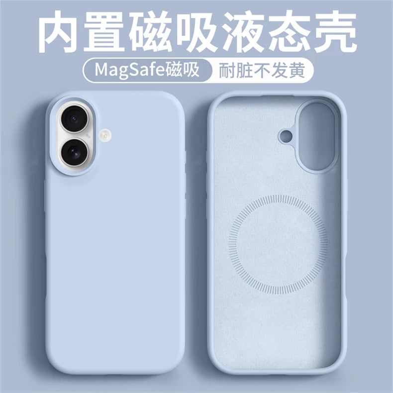 Magnetic Case For iPhone 17 Pro Max 17 Ari MagSafe Luxury Liquid Silicone Comfortable Feel Built in Flocking Protect Cover