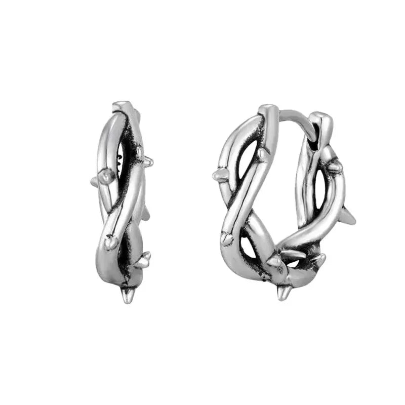 Hiphop Punk Thorn Hoop Earrings for Man Women Classic Piercing Ear Cartilage Tragus Simple Huggie Hoop Rock Jewelry Gift.