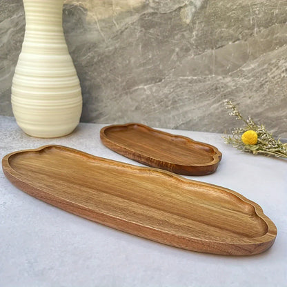 Japanese Style Wooden Tea Coffee Tray Fruit Dessert Candy Plate Wood Decorative Bread Snack Cake Food Dish Trays Tableware.