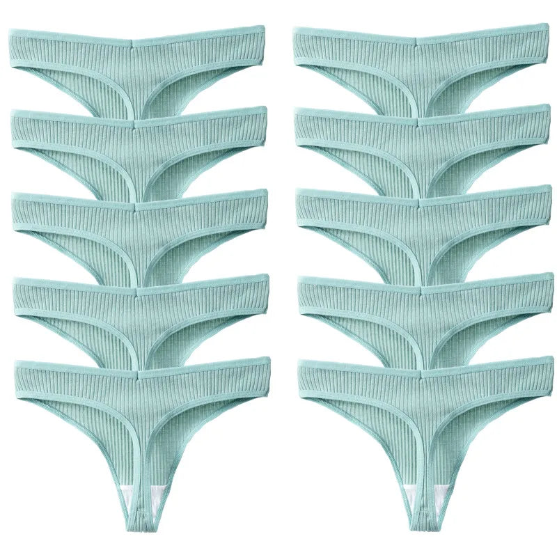 TrowBridge 10PCS/Set Women's Panties Cotton Striped Underwear Sexy Sports Thongs Lingerie Soft Comfortable G-Strings Hot T-Backs