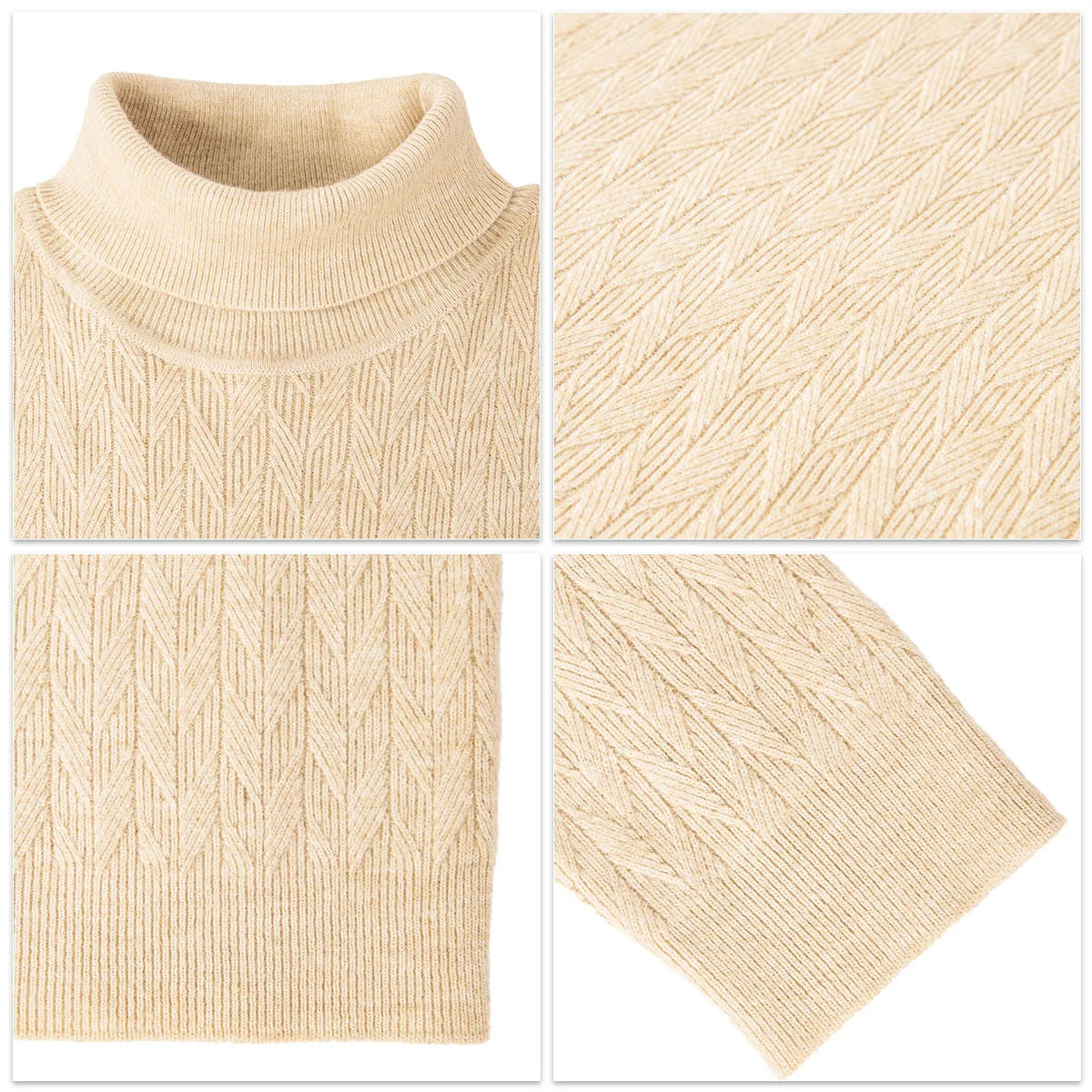 VOBOOM Men's Casual Slim Fit Basic Tops Knitted Lightweight Crewneck Twist Sweaters Turtleneck Pullover Sweater.