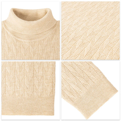 VOBOOM Men's Casual Slim Fit Basic Tops Knitted Lightweight Crewneck Twist Sweaters Turtleneck Pullover Sweater.