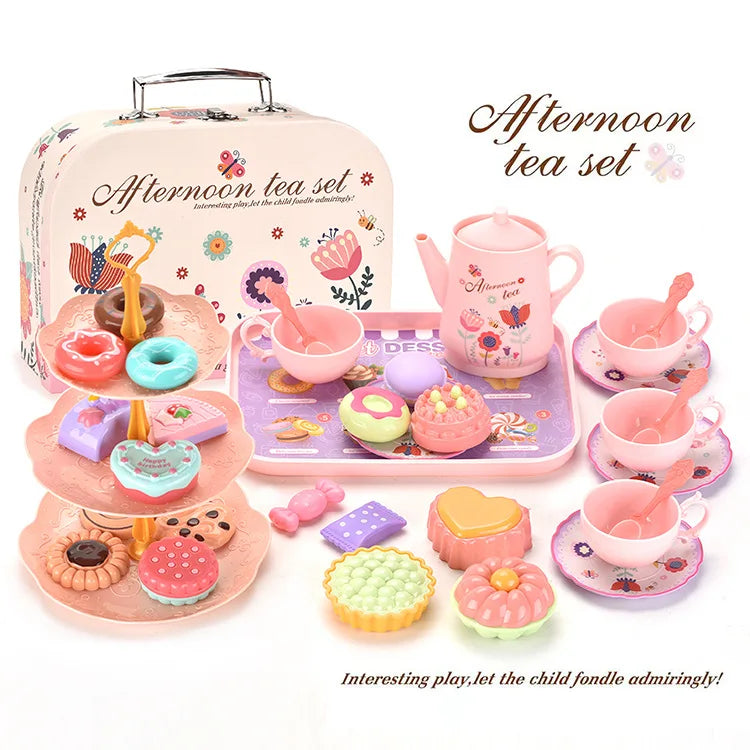 DIY Simulation Tea Food Cake Set Play House Kitchen Afternoon Tea Game Toys Gifts Pretend Play Toy For Children Kids Girls Gift.