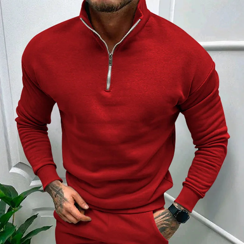 Autumn Thick Warm Knitted Sweaters Comfy Clothing Half Zip Fleece Winter Coat Solid Long Sleeve Turtleneck Shirts Pullover Men.
