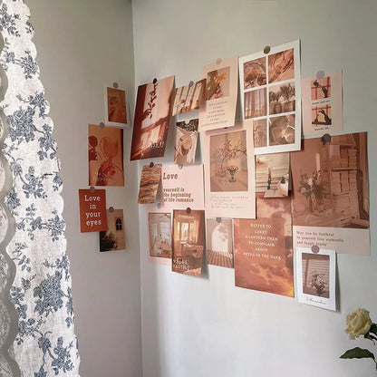 Ins Nordic Retro Wall Decorative Photo Card Stickers Bedroom Art Postcard Decoration DIY Wall Card Stickers Photography Props.