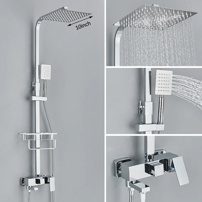Black Chrome 3/4-way Shower Faucet Rainfall Shower Hot Cold Water Mixer Bidet Faucet Commodity Shelf For Bathroom Shower Mixer