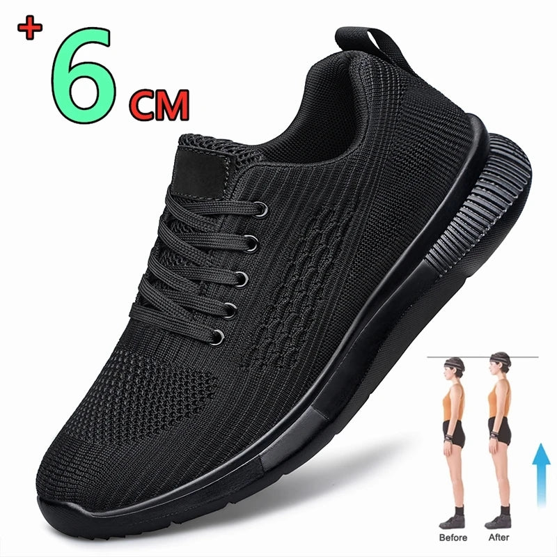 Men Big Size 37-47 Breathable Mesh Elevator Sport Shoes Soft Comfortable 6cm Hidden Heels Height Increasing Sneakes Lift Casual.