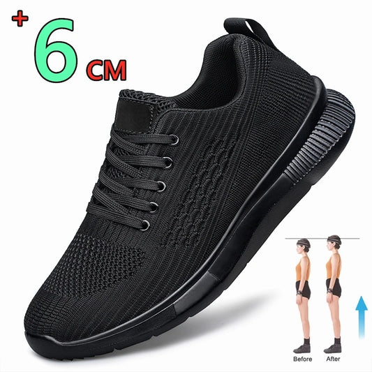 Men Big Size 37-47 Breathable Mesh Elevator Sport Shoes Soft Comfortable 6cm Hidden Heels Height Increasing Sneakes Lift Casual.