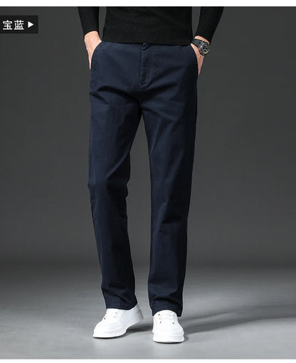 New in Spring Casual Pants Men Straight Fit Cotton Stretch Chino Trouser Male Formal Work Business Dress Khaki Fashion Regular.
