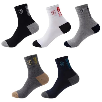 5Pairs Breathable Cotton Sports Stockings Men Bamboo Fiber Autumn and Winter Men Socks Sweat Absorption Deodorant Business Sox.