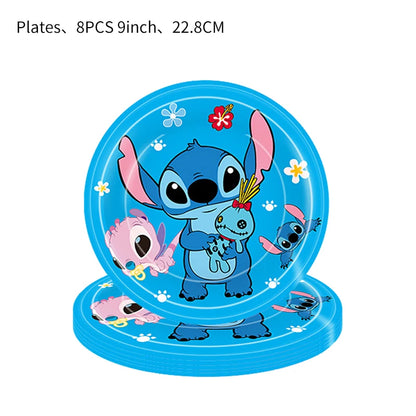 Stitch Party Supplies für Kinder Lilo und Stitch Geburtstag Party Dekorationen Luftballons Banner Tischdecke Hintergrund Geschirr