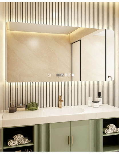 Schminkspiegel mit LED-Leuchten, hohe Helligkeit, rahmenloser rechteckiger Spiegel, Antibeschlag-Badezimmerspiegel, Entschädigung für Schäden