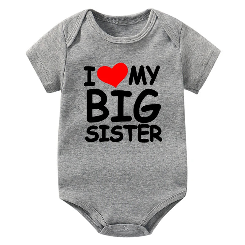 I Love My Big Sister Print Neugeborenen Baby Body Lustige Infant Jungen Mädchen Strampler Kurzarm Mode Baumwolle Baby Overall Outfit.