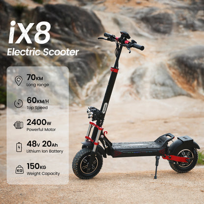 iScooter IX8 Foldable Electric Kick Scooter for Adults, 60km/h Speed, 2400W Power, 48V Voltage 20Ah Battery.